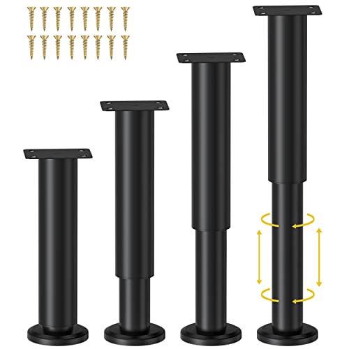 Wlrrcwdttc 4 Pcs Adjustable Height Bed Support Legs For Bed Frame/Bed Center Slat, Metal Adjustable Furniture Legs 7.08-12.2 Inch For Bed/Sofa/Cabinet/Couch/Dresser/Table -Heavy Bed Replacement Legs #TOP28