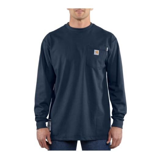 Carhartt Men's Flame Resistant Force Cotton Long Sleeve T-Shirt,Dark Navy,Large