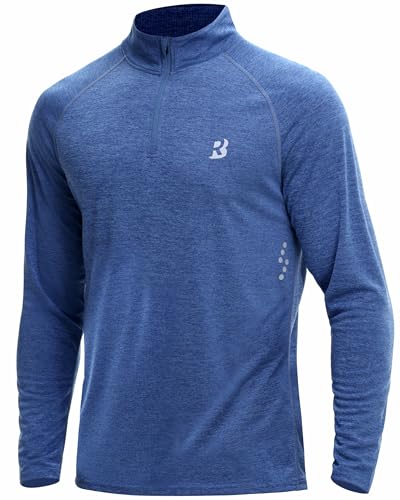 Roadbox UPF 50+ Long Sleeve Shirts for Men - Quarter Zip Pullover Quick Dry Rash Guard for Running Golf Fishing Workout