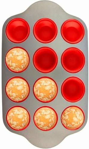 Boxiki Kitchen Non-Stick 12 Cup Silicone Muffin Pan With Steel Frame - BPA Free, Non-Toxic, Anti-Warp, Durable & Easy to Pop Silicone Muffin Tin - Perfect Cupcake Pan - Thumbnail 3