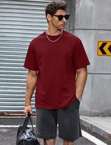 Image of Herberton Mens Oversized T-Shirts Heavyweight Cotton Stretch Fashion Thick Tee Tops (S-3XL)