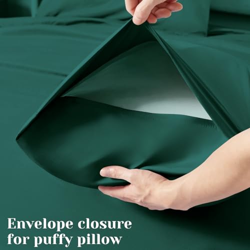 BYSURE 6 Pieces Bed Sheets Set(Full, Dark Forest Green) - Hotel Luxury Super Soft 1800 Thread Count 100% Microfiber Sheets with Deep Pockets, Wrinkle & Fade Resistant — view 5