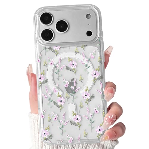 Lovmooful for iPhone 17 Pro/18 Pro Case Cute Flower-Pink Flower
