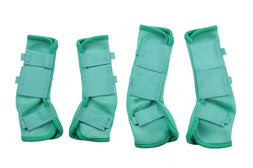 Image of LEAFOREST Horse Fly Boots Set of 4 - Non Slip Leg Protection for Donkey Mini Pony Draft, Breathable Mesh Fly Boots for Pasture & Barn Use Green Pony