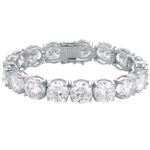 TUSRORSU 10mm ���A�b�T�i�C�g�u���X���b�g �����Y D �J���[ VVS1 �N�����e�B �����Y �e�j�X�u���X���b�g 925�X�^�[�����O�V���o�[ �_�C�������h�u���X���b�g �j�����p 16-21cm, 7.87 in / 20cm, �V���o�[, ���A