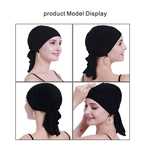 Osvyo Bamboo Chemo Headscarf For Women Hair Loss - Cancer Slip On Headwear Turbans Sealed Packaging Black #TOP1