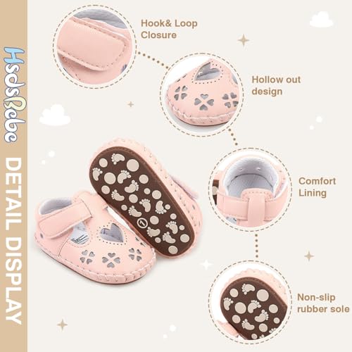 Image of HsdsBebe Baby Boys Girls Pu Leather Hard Bottom Walking Sneakers Toddler Rubber Sole First Walkers Infant Cartoon Slippers Crib Shoes