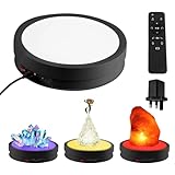 Elektrischer Drehbarer Drehteller 360°, 22 cm motorisierter drehbarer Ständer mit 6-Farbiger LED-Beleuchtung, Geschwindigkeitsregelung, Tragkraft 20 kg für Kuchen, Schmuck, Uhren, Fotografie (Black)