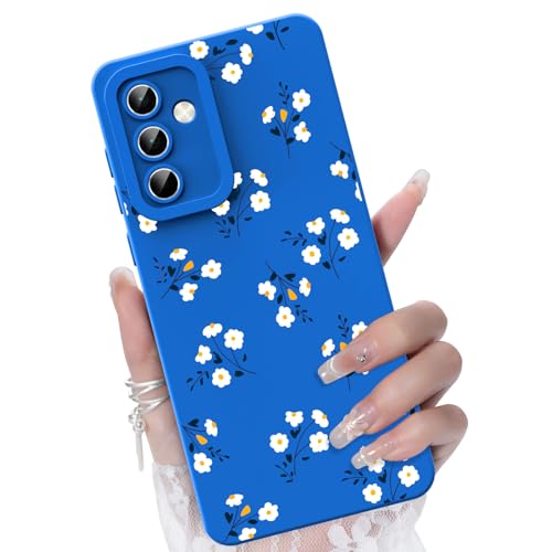 CASBST for Galaxy A55 5G Phone Case, White Small Daisy Pattern, Blue