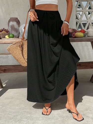 Women's Flowy Trendy Skirt Solid Color High Waist Skirt2