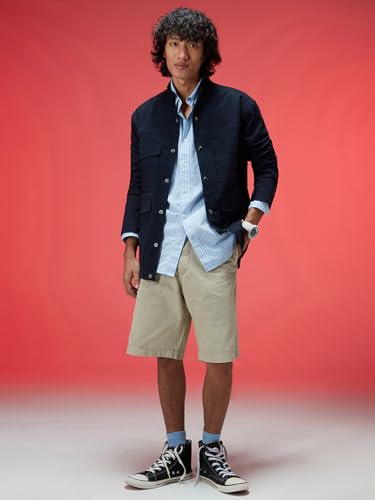 Image of Veirdo Regular Fit Solid Collared Full Sleeves Twill Lycra Material Full Sleeve Casual Winter Shacket For Men (Available Colors: Olive, Navy & Black)
