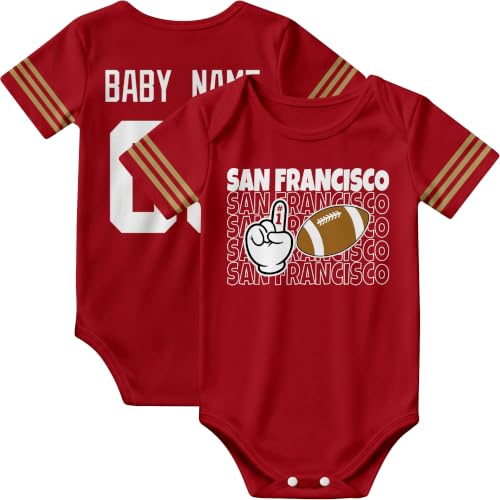 Image of KREDE Baby Clothes Custom Name Bodysuit for Baby Boy Gifts | Short Sleeves Bodysuit with Custom Number Name