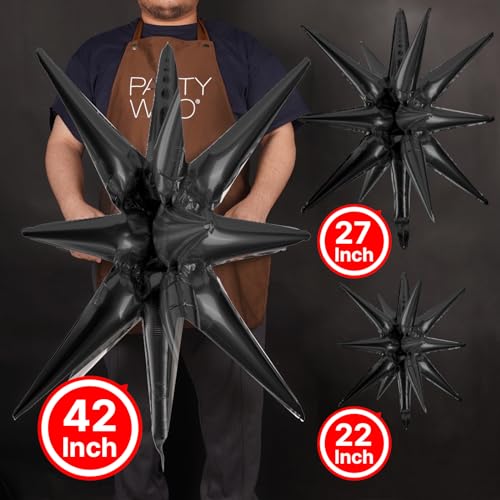 Image of PartyWoo Black Star Spike Balloons 10pcs Explosion Foil Mylar Balloons