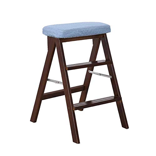 Scaletta e Sgabello Legno, Sgabello con 3 gradini, Scala in Legno Pieghevole, sedie multifunzionali per Cucina e Ufficio