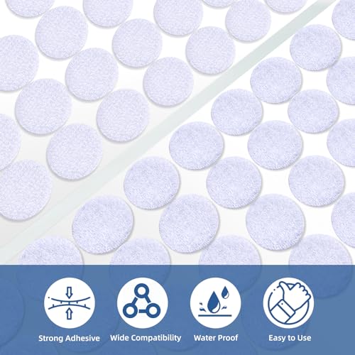 Image of 96pcs Self Adhesive Dots Tape, 1.0 Inch Diameter Hook and Loop Dots, Premium Nylon Sticky Back Coins for Home, School, Office, DIY (1 inch 48Pairs White)