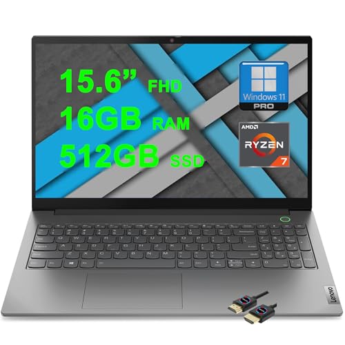 Image of Lenovo ThinkBook 15 Gen 4 Business Laptop | 15.6 inch FHD Anti-Glare | AMD 8-core Ryzen 7 5825U (>i7-1355U) | 16GB DDR4 512GB SSD | Fingerprint Type-C FHD 1080p Privacy Camera Win11Pro + HDMI Cable