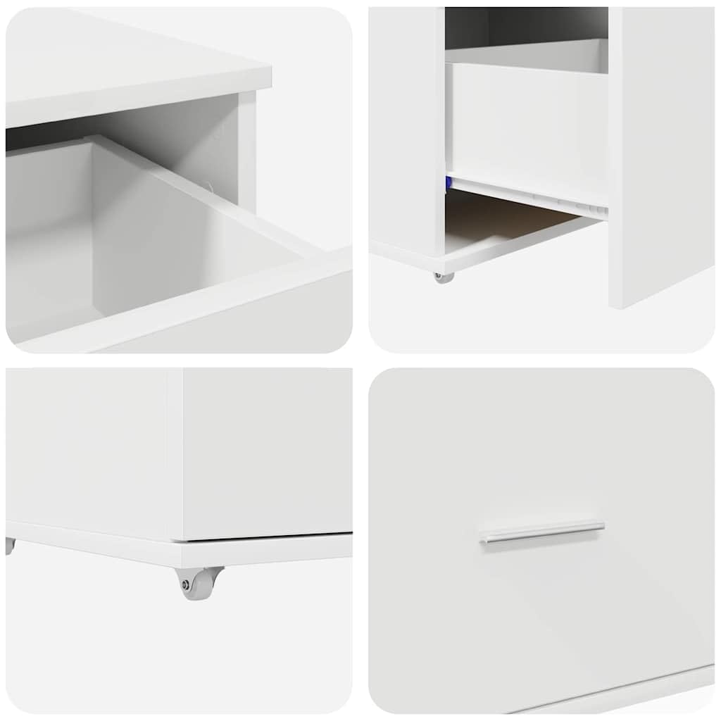 vidaXL Mobile con Cassetti con Ruota Bianco 55 x 45 x 31 cm, Mobiletto Rettangolare Moderno, Soluzione di stoccaggio Ampia per casa, Spazio organizzato e Minimalista