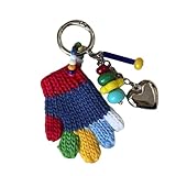 ERRORY Interaktiver handgefertigter Schlüsselanhänger mit Häkelhandschuhen, Cartoon-Design, Handy-Rucksack, Dekoration, Spaß für Foto-Requisiten, Handy-Schlüsselanhänger, B, One size