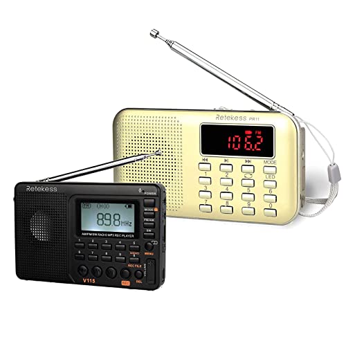 Retekess V115 Digital Radio Am Fm, Portable Shortwave Radios, Retekess Pr11 Am Fm Radio Portable, Rechargeable Transistor Radios Support Micro Sd #TOP21
