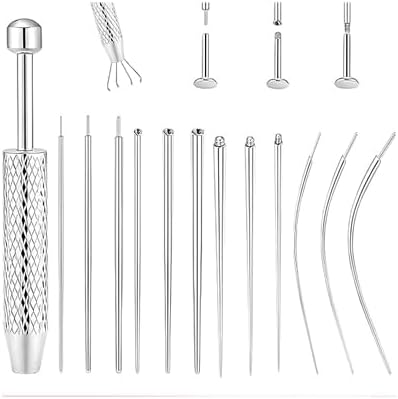 VelvetGlow Zestaw narzędzi do piercingu stal nierdzewna asystent biżuterii do ciała wtyczka do wstawiania stożkowa 14G 16G 18G 20G uchwyt z gwintowaniem wewnętrznym i zewnętrznym do ucha nosa