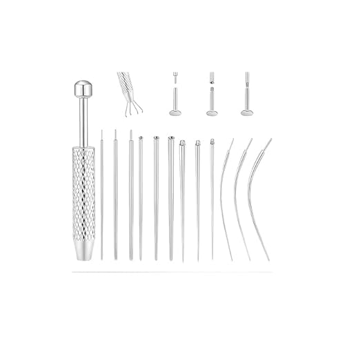 Piercing Werkzeugsatz, outils pour bijoux corporels en acier inoxydable, assistant pour 14G 16G 18G 20G aiguilles d'insertion coniques, supports à filetage interne et externe pour oreille, nez,