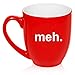 16 oz Large Bistro Mug Ceramic Coffee Tea Glass Cup Meh Geek Sarcastic Expression (Red)