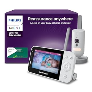 AVENT Philips babyphone Video connecté avec Wi-FI, caméra HD de Haute qualité, Vision Nocturne Infrarouge, détection des Pleurs, Audio bidirectionnel, 12 Heures d'autonomie en Mode éco, SCD951/26