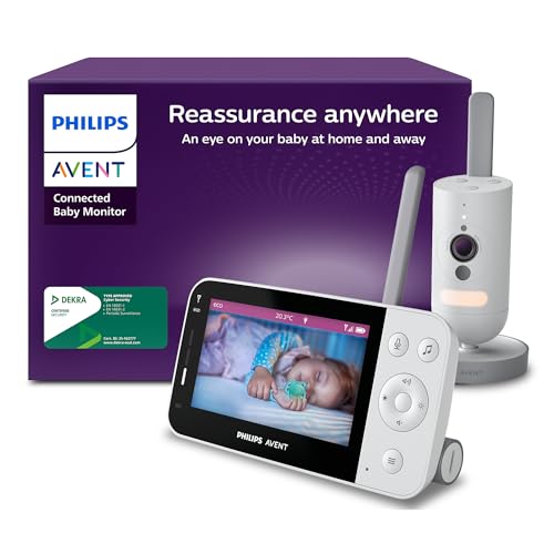 AVENT Philips babyphone Video connecté avec Wi-FI, caméra HD de Haute qualité, Vision Nocturne Infrarouge, détection des Pleurs, Audio bidirectionnel, 12...