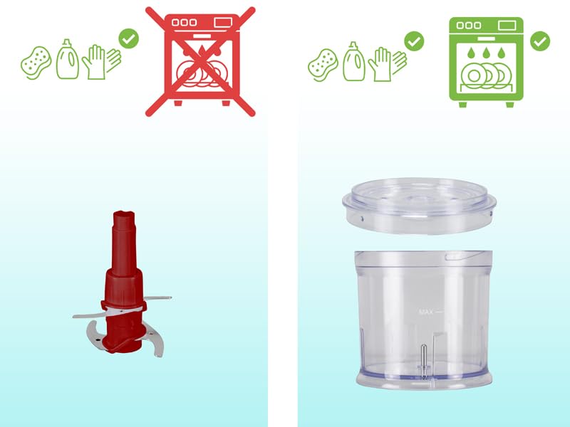 BEPER P102ROB010 Robot de cuisine à deux lames, 400W, Récipient en plastique de 500 ml, Lames en acier inoxydable pour un hachage homogène, Système de sécurité et pieds antidérapants, Alimentation par – Image 6
