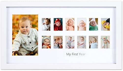 BabySquad My First Year Photo Frame, Remember Your Baby's First Year, 18 x 8.5 INCH (Extra Large Size), Sawtooth Hanger + Kickstand, Gift for Mom to Be or Expecting Parents