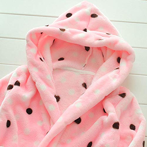 RUOGU Roupão infantil de pelúcia com capuz para meninas e meninos, Ponto rosa, 5-6 Anos