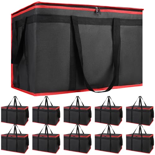 Bodaon 10 Pack Insulated Food Delivery Bags, XXXL Catering Cooler Bag B-R