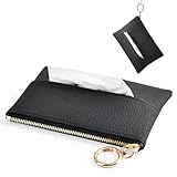 Tonriga ポケットティッシュケース 2WAY収納（ティッシュ+小物） ソフト防水PU 車内/登山用 15×10.5cm ブラック