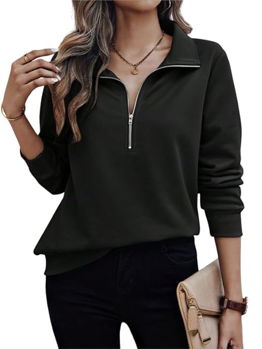 shaira fashion Women's Quarter Zip Pullover Sweater, Casual Long Sleeve Knit Top I Warm Fleece Zip Up Sweatshirt Hoodie for Women and Girls I Women Jacket-picture-24