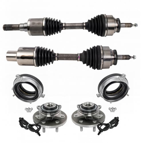 TRQ Front Driver & Passenger Side Drivetrain Kit Auto-Locking Hub Actuator CV Axle Shaft Assembly Wheel Hub Bearing Assembly Compatible with 2015-2017 Ford F-150
