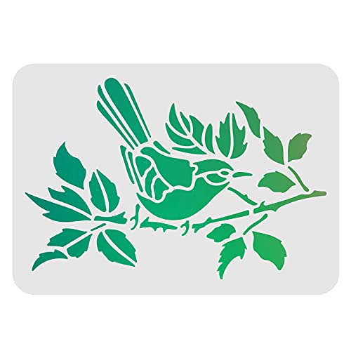 FINGERINSPIRE Oiseau Arbre Branches Pochoirs Décoration Murale Modèle 29.7X21cm en Plastique Oiseau Dessin Peinture Pochoirs Rectangle Pochoirs...