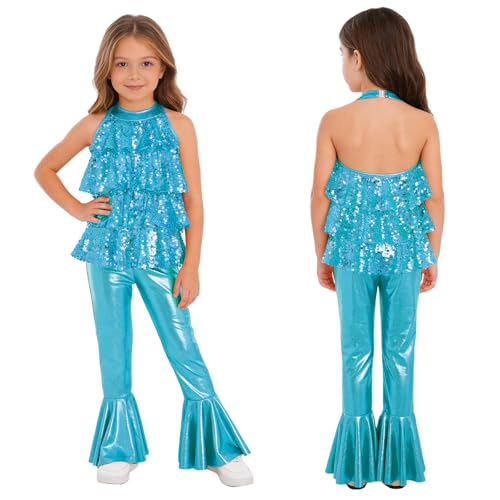 Justaucorps gymnastique fille bleu clair 7-8 ans pour danse disco