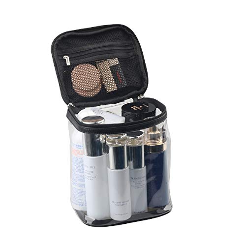 HAOGUAGUA Premium Clear Makeup Bag with Inner Pocket, Transparent Cosmetic Pouch for Travel or Everyday Use, Waterproof Beach Bag for Sunscreen Skincare (Black)2