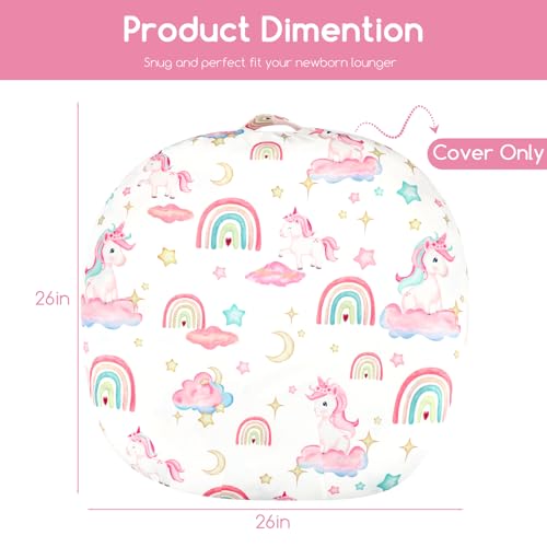 Image of Newborn Lounger Cover for Boys Girls, Soft Comfortable Baby Lounger Cover 1 Pack Reversible Removable Fleece Slipover for Infant Lounger Pillow, Unicorn (Cover Only)