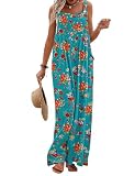 YESNO Women's Summer Casual Overalls Loose Wide Leg Jumpsuits Boho Floral Printed Baggy Rompers with Pockets XL PZH CR14