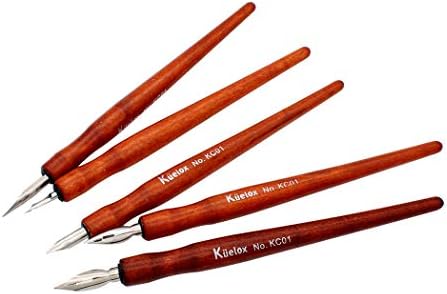Hillento Comic Dip Pen Set, 5 Wooden Pen Handler Artist Cartoon Pen Set Calligraphy Dip Pens with 5 Nibs - Great for Manga/Comic/Calligraphy/Word Art/Pen-and-Ink Drawing