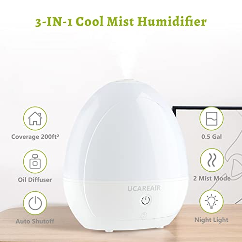 Humidifiers For Bedroom, Optional 7-Color Night Light Cool Mist Humidifiers For Baby, 2L Quiet Ultrasonic Humidifier & Essential Oil Diffuser,Filterless, Whisper-Quiet, Auto Shut Off, Bpa Free, 30H #TOP1