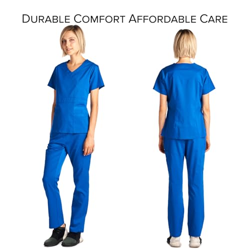 Dagacci Medical Uniform Women's Scrub Set Stretch and Soft Y-Neck Top and Pants