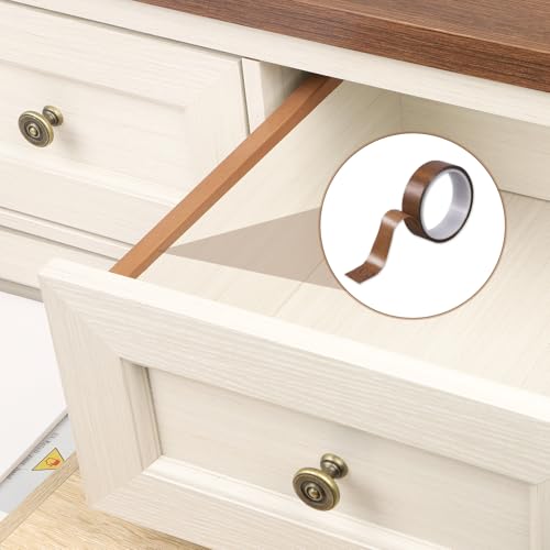 Image of Low Friction Drawer Slide Tape, 1 Roll 1 Inch x 33 Feet Abrasion Resistant Curtain Glide Tapes Squeak Resistant Tapes, Surface Protection for Wood, Cabinet, Curtain, Furniture (Brown)