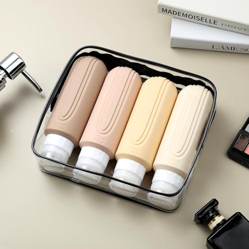 Mrsdry Travel Bottles for Toiletries, Large 6oz Oversize Containers, BPA Free Leak Proof Tubs Refillable Liquid Traveler Accessories with Toiletry Bag for Cometic Shampoo and Lotion Soap (4 Pack) by Mrsdry - Used condition - Image 7