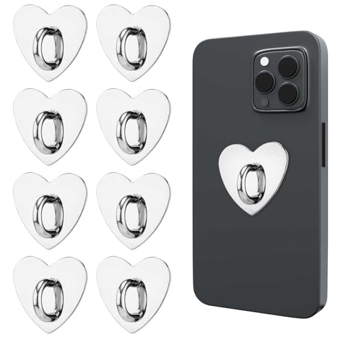 8pcs Anneau de Support de Téléphone, en Forme de Cour Crochet de Breloque de Téléphone Adhésif Métal Support de Bague de Doigt pour Téléphone Portable Tablette Bricolage Accessoires (Argent)