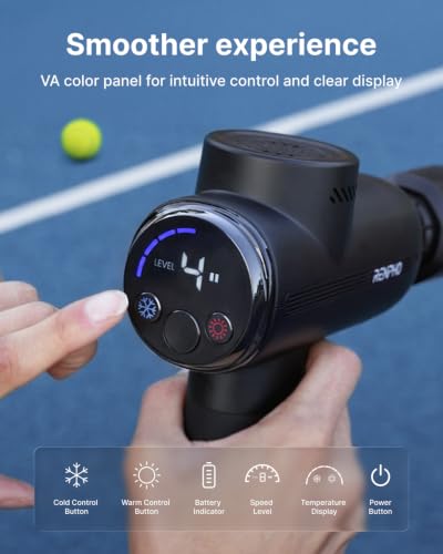 Image of RENPHO Active Thermacool 2 Red Massage Gun with Infrared Heating, Cool Head | VA Display, Deep Tissue Massage for Athletes, Percussion Massager with Heat & Cool for Muscle Relief, 3 Light Modes, 5 Speeds