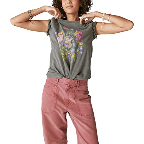 Lucky Brand Women's Neon Floral Classic Crew Tshirt