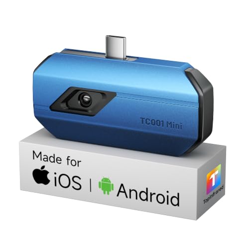 TOPDON TC001 Mini 384×384 Thermal Imaging Camera for iPhone Android iPad | 25Hz Refresh Rate, -4°F~1022°F Temp Range, ±2% Accuracy, 40mK NETD, 96 x 96 IR Resolution Imager, Blue
