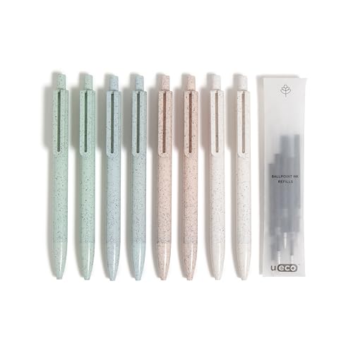 U Brands U-Eco Ballpoint Click Pens with Refills, Set of 8, Core Speckle, Medium (0.7 mm) Point, Black Ink by U Brands - Used condition - CA$7.08